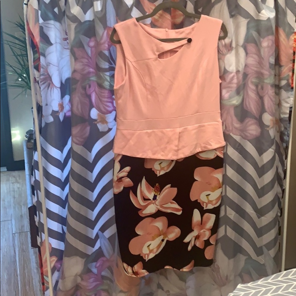 Pink flower peplum dress